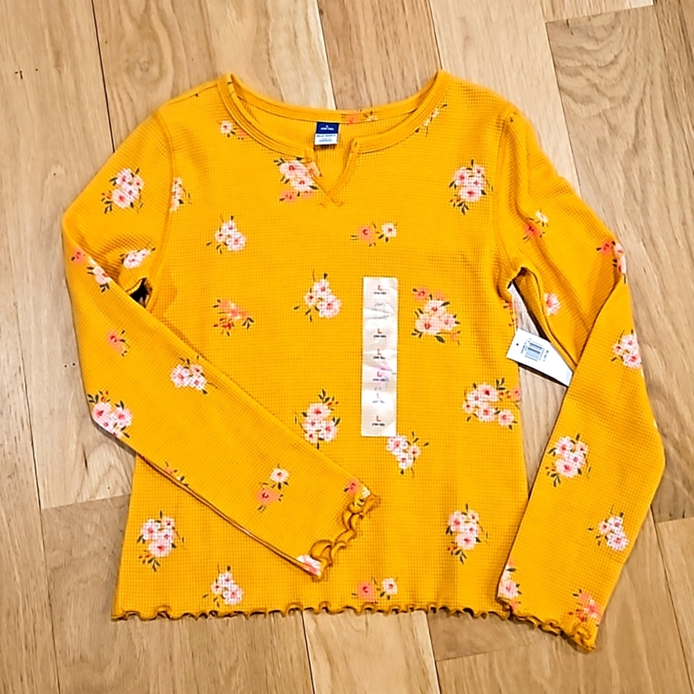 Long Sleeve Waffle Floral Tee - L